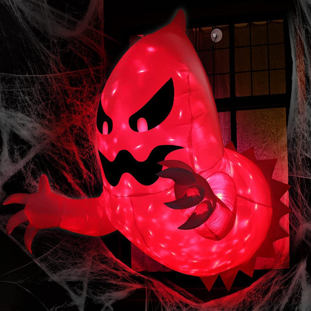 1.4m Halloween Inflatable Ghost Horror Window Ghost Foldable Glowing Balloon Outdoor Courtyard Garden Decoration Fun Party Tool