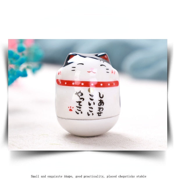 Japońskie ceramiczne daruma rzemiosło kreskówka Lucky Cat Fortune Ornament krajobraz Dekora domu