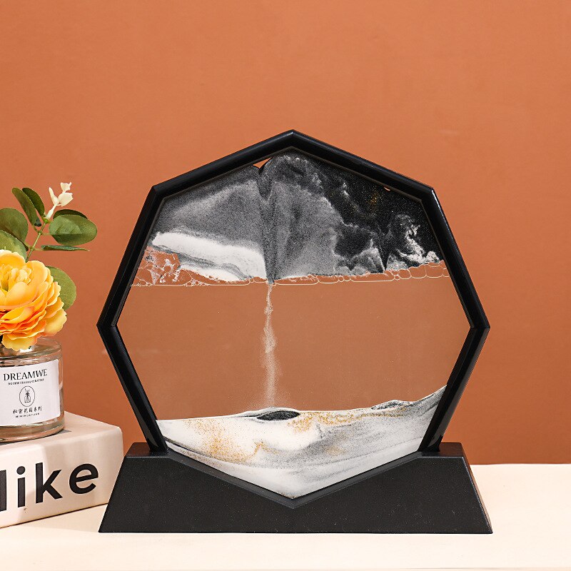 3D Moving Sand Art Picture Round Moving Hourglass 3D Mountain Sandscape Motion Display Flowing Sand Paint Lukisan Hiasan Rumah