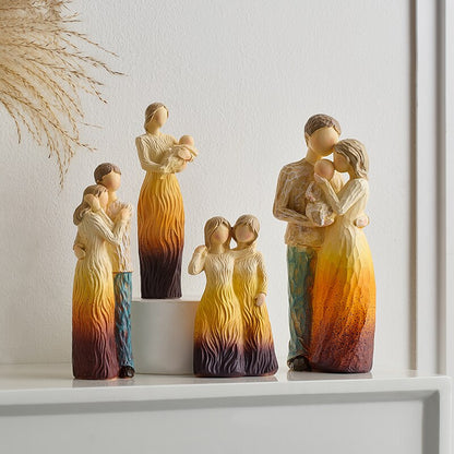 Koristeellinen perheen teema hahmot kodinsisustus käsityöt abstraktit ihmiset veistokset eurooppalaiset olohuoneen pöydän tarvikkeet