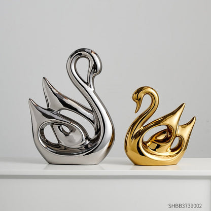 Gouden dierenbeeldjes geschenk moderne huizendecoratie hars kamer decor swan beelden en standbeelden bruiloft figurine bureau accessoires