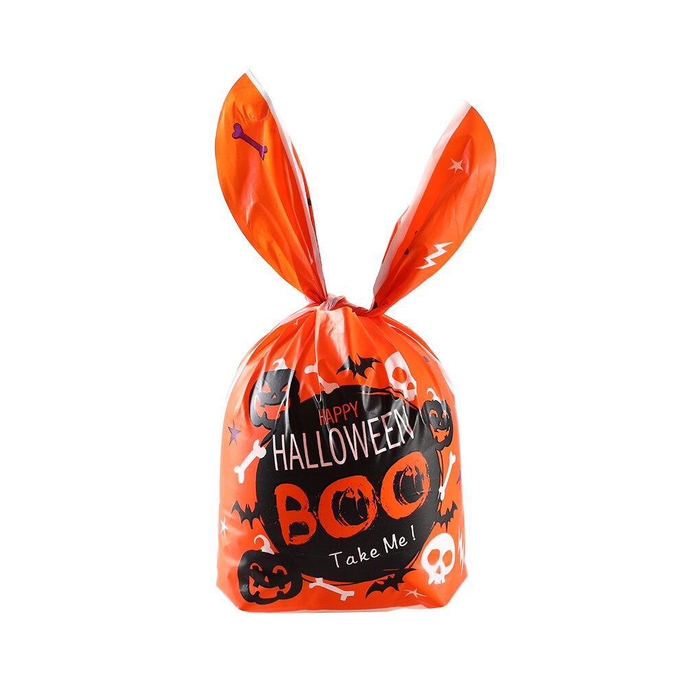 50pcs Halloween Clear Plastic Candy Bags Pumpkin Skull Gave Packaging Bag Trick or Treat Halloween Decor Trykte gaveposer 2023