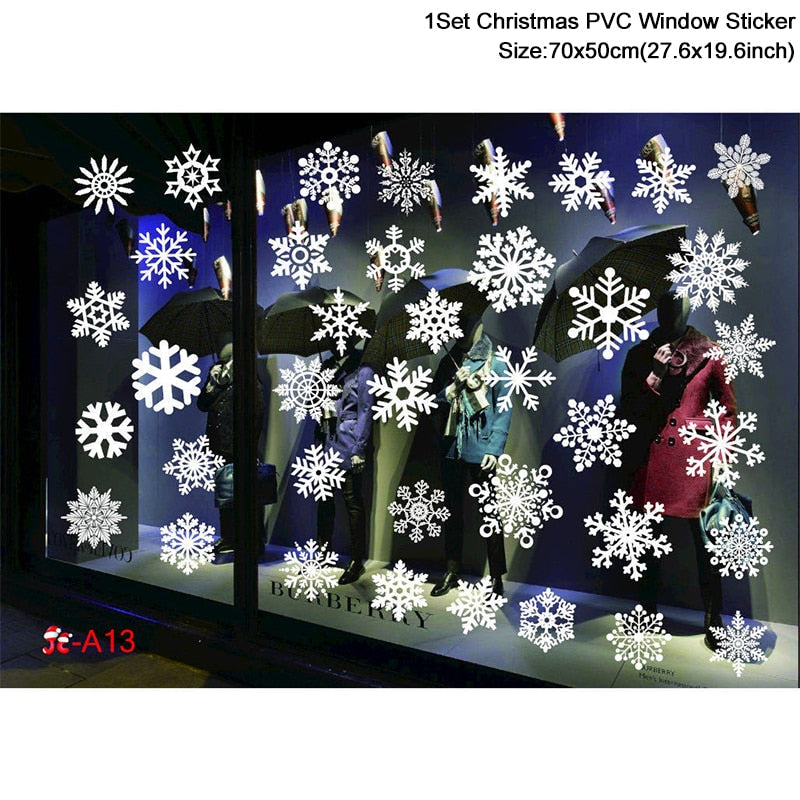 1SET SANTA CLAUS SNOWMAN SNOWMAN Jendela Stiker Window Snowfostatic Stiker Dinding Elektrostatik 2023 Dekorasi Natal Untuk Rumah Baru Rumah