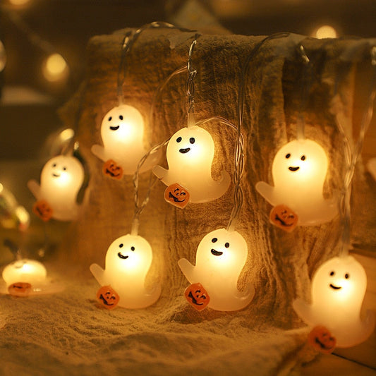 1.5 מ 'ליל כל הקדושים אורות גולגולת LED חוט מצבה מצבה רוח רפאים קישוטי דלעת עץ קישוט ליל כל הקדושים לעיצוב מסיבת בית DIY