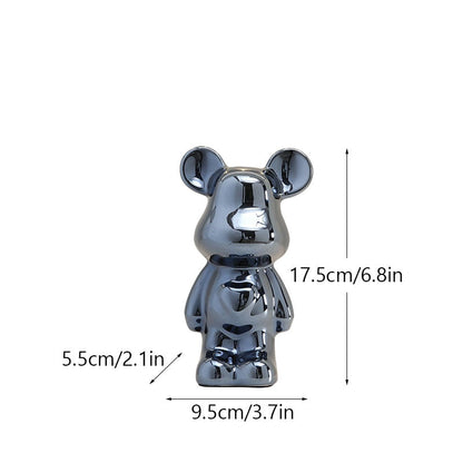 Northeuins Keramik Kekerasan Mewah Beruang Beruang Berwarna -warni Teddy Bear Collection Item Ornamen Dekorasi Ruang Tamu