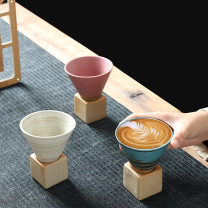 1 stks creatieve retro keramische koffiekopje ruw aardewerk thee cup Japanese latte trek bloem porselein cup huishouden nieuwe aardewerk mok