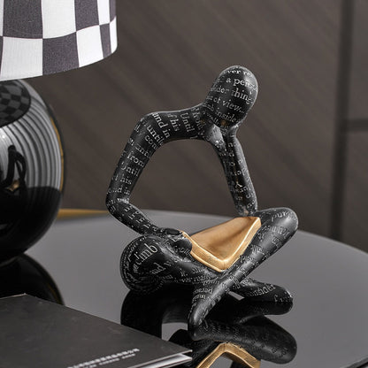 Nordisk stil abstrakt harts Handgjorda hantverk Skulptur Tänkare Figur Staty Heminredning Interiör Kontor Desktop Ornament Gift
