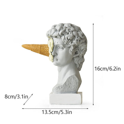 Harts hästhuvud med glassstaty figurer klassiska romerska grekiska skulptur inre modern konstprydnad avgörande