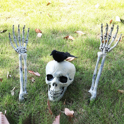 Halloween-LED-Skelett-Pfahl-Dekoration, gruselige Skelette mit Lichtern, Groundbreaker, Hof, Friedhof, Dekoration, realistischer gruseliger Totenkopf 