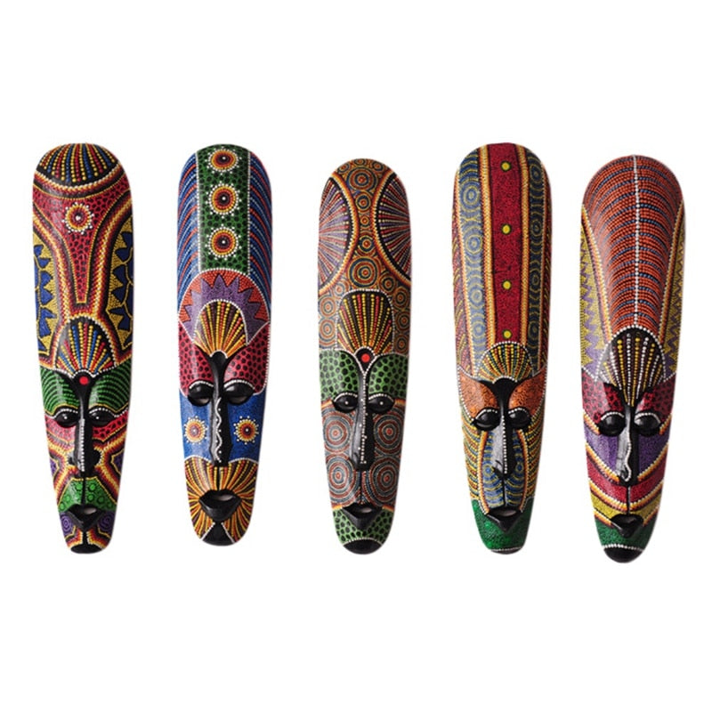 Tre maske vegg hengende massivtre utskjæring malt facebook veggdekor bar hjem dekorasjoner afrikansk totem maske håndverk