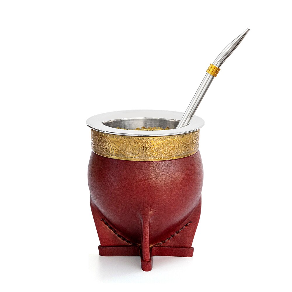 Copa de pareja de Argentina Yerba con taza de calabaza de té de paja un compañero de bombilla (paja) un cepillo de limpieza