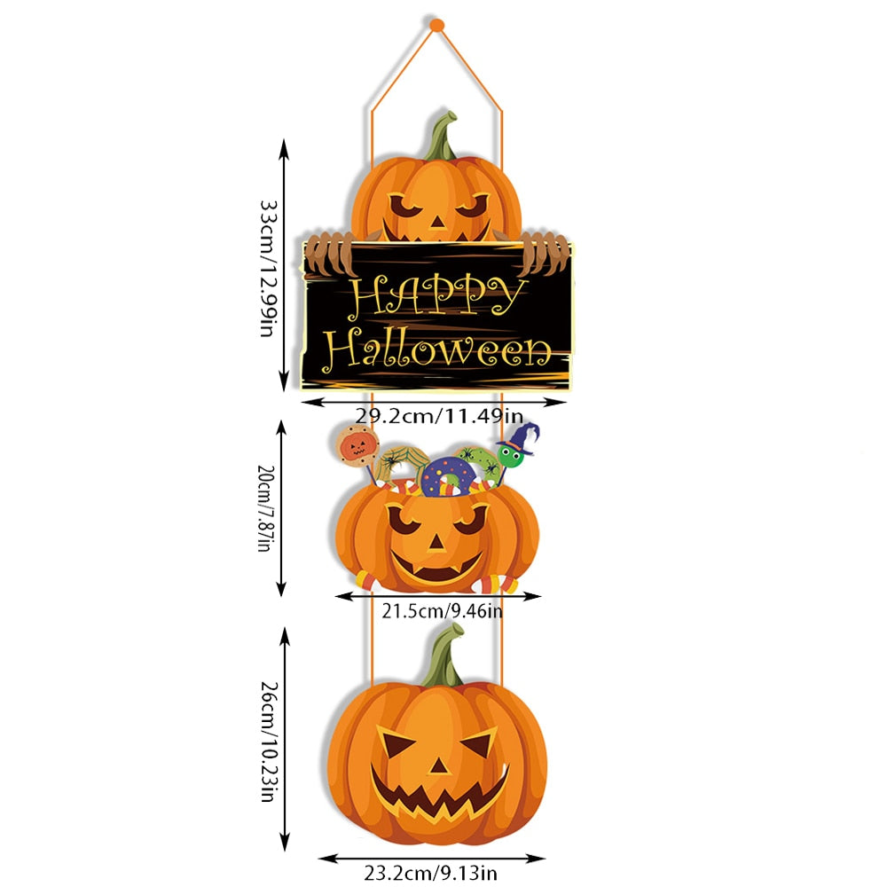 2023 Halloween calabaza colgante colgante espeluznante bruja bate truco o trato banner decoración de la puerta de la puerta delantera decoraciones de la fiesta de halloween para el hogar