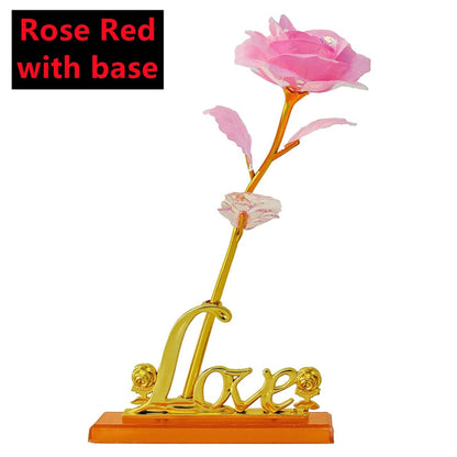Novo dia dos namorados, 24k folha banhada rosa rosa rosa dura para sempre amor decoração de casamento amante iluminação rosas presentes criativos 2023