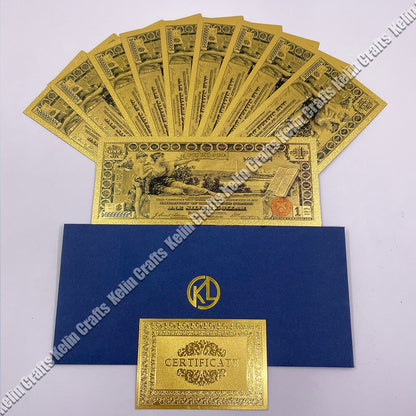 10 pcs/lot usa 100 dolar emas foiled roya cerus uang kertas Amerika Serikat dengan amplop untuk hadiah