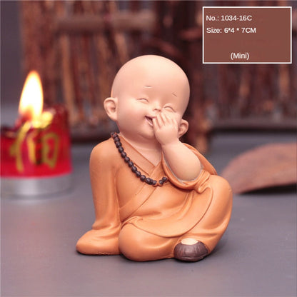 Śliczne status małego mnichu figurki religia żywica Buddha Rzemiosła biurko miniaturowe ozdoby