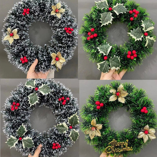 1PCS Christmas Wreaths Porta Pendure Rattan Layout Decorações de Natal Garland para decoração de festa em casa 2023 Ano Novo