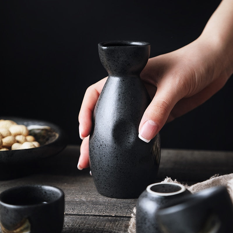 Ensemble de vin de saké en céramique peint à la main, sensation de main givrée, 35-170ml, 1 flacon de hanche, 2/4 tasse de Vodka Shochu, coffret cadeau pour Bar, carafe