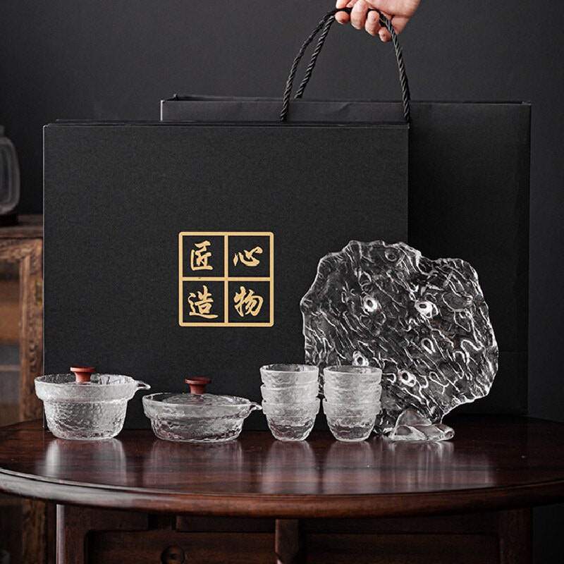 Glasstea Cina Set Kung Fu Porselen Teh Pot Pot Set Tortoise Teapot Kungfu Teaset Puer Oolong Teh Upacara Teh Kotak Hadiah Teh
