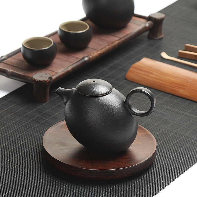 Théière en poterie grossière créative, infuseur à thé en porcelaine noire Antique, théière Puer'eh, service à thé japonais, service à thé en céramique fait à la main