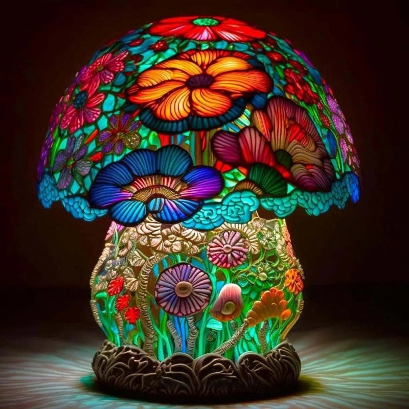 Mushroom Plant Series Lâmpada de mesa resina resina resina de ornamento europeu estilo de fantasia