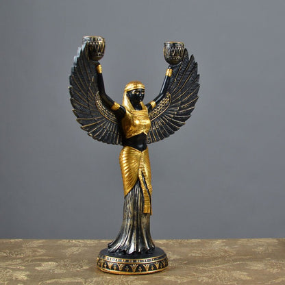 Alte Ägypten Gott Statue Harz Handwerk Flügel Kerzenhalter Göttin Kunst Skulptur Hause Dekoration Souvenirs Geschenk