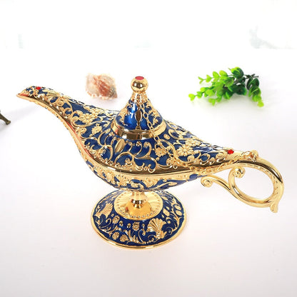 Vintage Legenda Aladdin Lamp Magic Genie Wish Ligh Tabletop Decor Crafts for Home Wedding Decoration Prezent na imprezę wystroju domu