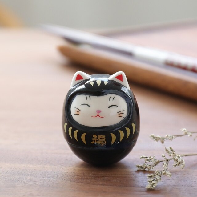 Japanese Ceramic Daruma Crafts Cartoon Lucky Cat Fortune Ornament Landscape Home Decor Accessories Gifts Living Room Decoration