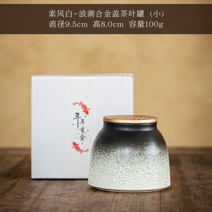 פחיות תה קרמיקה סינית צנצנת אטומה אטומה לאחסון ארגז תה אחס