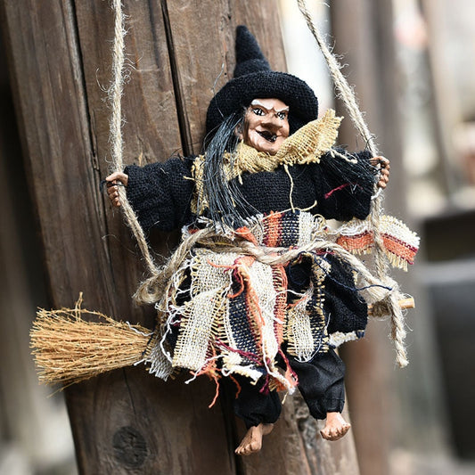 Halloween Hanging Doll Decoration Ghost Witch Horror pelottava roikkuva haamu lentävä noita riipus festivaali baari kodin sisustus