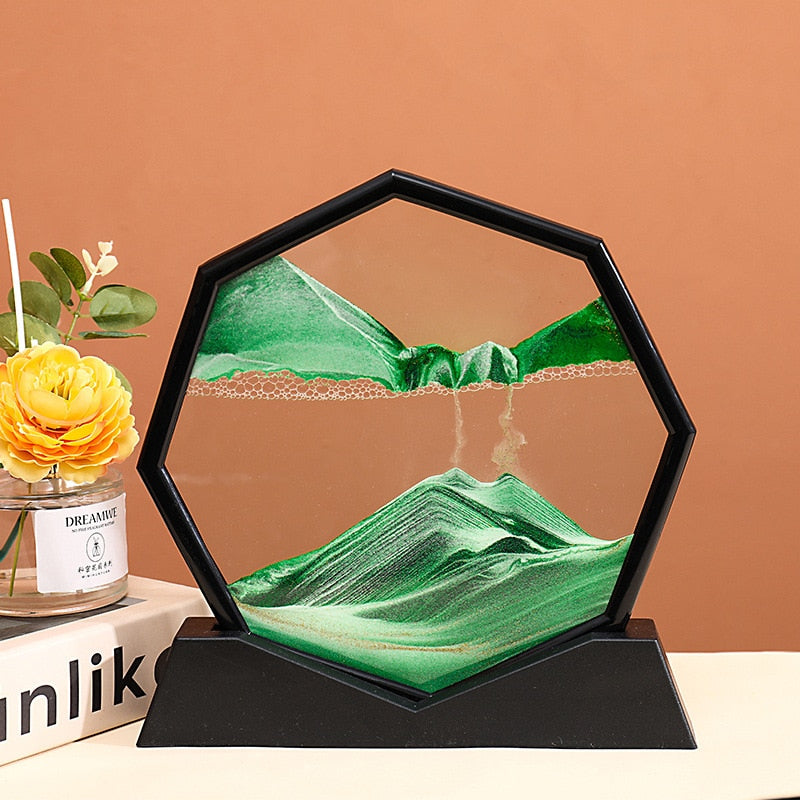 3D Moving Sand Art Picture Round Moving Hourglass 3D Mountain Sandscape Motion Display Flowing Sand Painting Home Decor Gifts