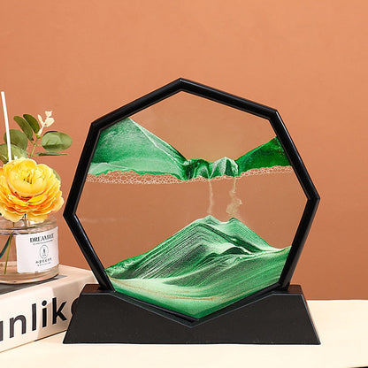 3D -liikkuva hiekkataide Kuva pyöreä liikkuva tiimalasi 3D Mountain Sandscape Motion Näyttö virtaava hiekkamaalaus Kodin sisustuslahjat