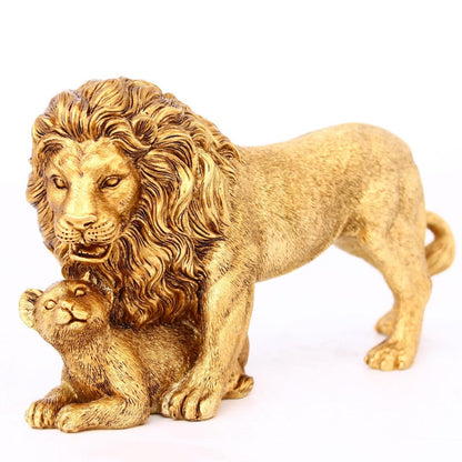 Figurine européenne créative Lion doré, ornement artisanal en résine, décorations pour la maison, bureau, Table, Restaurant, accessoires décoratifs 