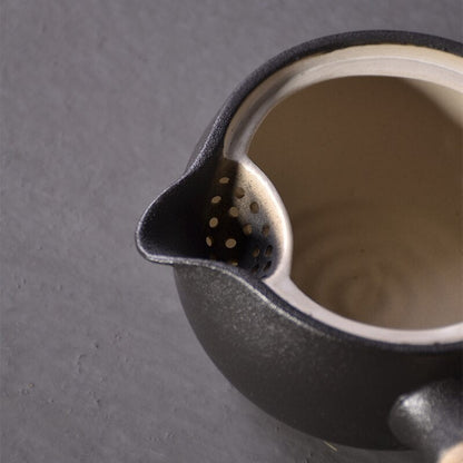 Black Crockery Ceramic Kyusu TEAPOT - Tea Pot Drinkware 500 ml