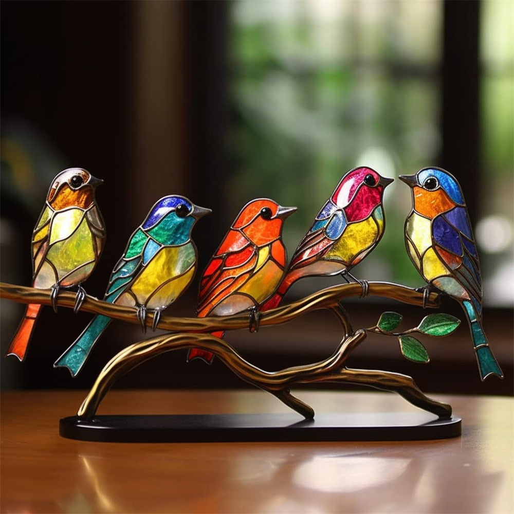 Värjätty akryylilinnut haara -työpöytäkoristeissa Akryylimateriaalilinnut Home Ornamens Parrot Pendant Paras Äitienpäivälahjat