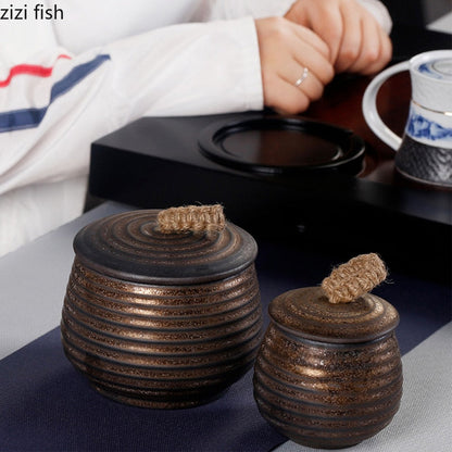 Stoneware Tea Caddy -keraaminen säilytyspurkki suljettu purkki TEA -TEA -ASTIIVIRUOKAA SÄILYTYS LAATIJA TEAJOITTAJA CANDY PANK TEA TEA