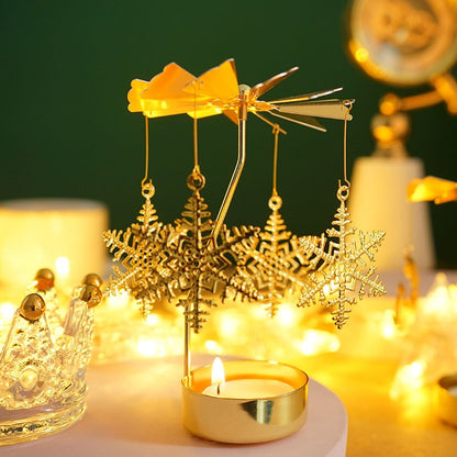 2023 Romantische roterende kandelaars rotatie draaiende carrousel thee licht kaarsenhouder diner kerstfeestdecoratie