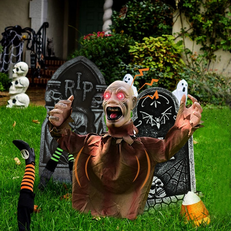 Halloween Swing Hantu Kawalan Bunyi Hiasan Tanah Plug-in Hantu Horror Halloween Halloween Garden Haunted House Hiasan