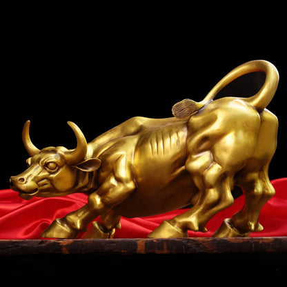 Brass Bull Wall Street -karjan veistos Kupari lehmän patsas Maskotti Ornament Office Sisustus hieno käsityöliiketoimintalahja