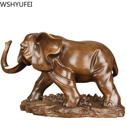 Feng Shui Elegant Elephant Resin Statue Lucky Wealth Figurine Crafts ornamenten cadeau voor Home Office Desktop Decoratie