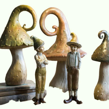 Mushroom Boy -hartsikoristeet satu tarinat Figurines Elf Lahjat kodin olohuoneen ravintolatoimiston työpöytäkoristeet
