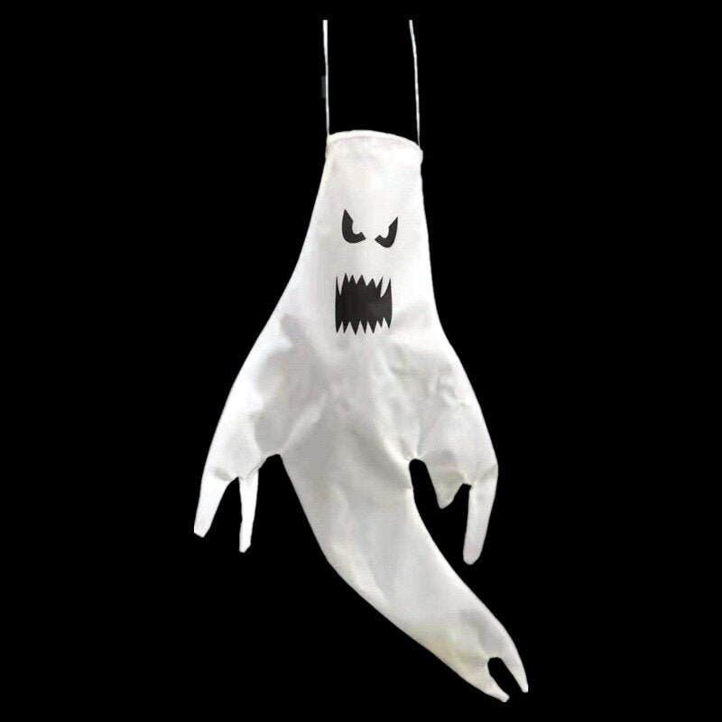 Halloween Ghost Hanging with LED Light Spooky Ghost Flag Indoor Outdoor Prop Decoration Tree Pendant Ornament Party DIY Supplies