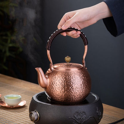 Červený měď Teapot Čínský čajový obřad ručně vyráběný čistý čaj kung fu čaj měděné čajové oblečení Retro Keep in Good Health Tettle