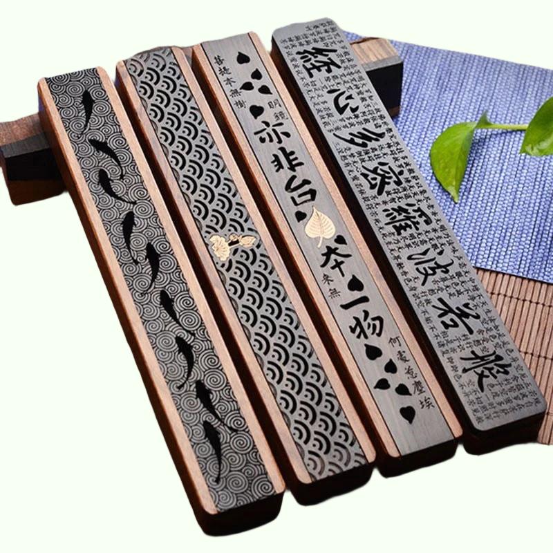 Kreativ retro sort hjemmekontor træ røgelse indehaver røgelse brænder traditionel kinesisk type træ håndlavet udskæring Censer boks