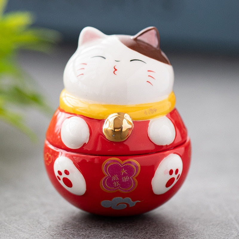 Japanische Keramik Daruma Handwerk Cartoon Glückliche Katze Glück Ornament Landschaft Wohnkultur Zubehör Geschenke Wohnzimmer Dekoration 