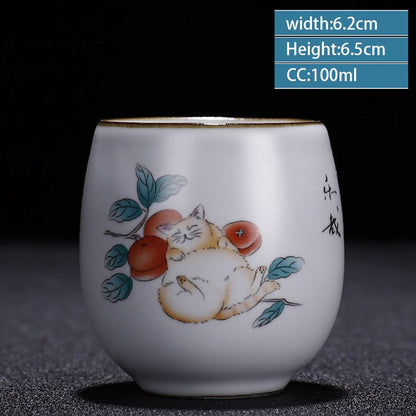 Retro Ru Kiln Ceramic Tazza da tè Cucina di tè fatti a mano Ciotola da tè Cinese Accessori per taglio da tè Master Drinkware Forniture 100 ml