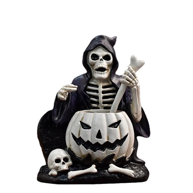 Halloween Ghost Festival Skeleton Figur dekoration Ornamenter horror skelet harpiks håndværk moderne vintage menneskelig hjemmekontorindretning