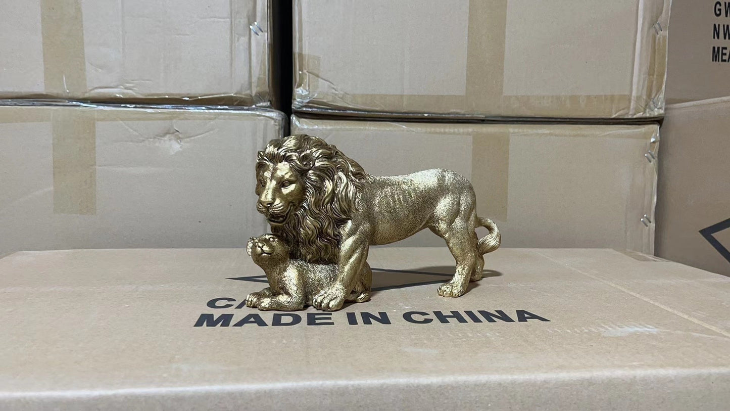 Творческая европейская статуэтка золотисто -лев