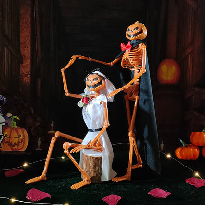 1 Set Halloween skelettbrud och brudgum skräck mänskliga ben skelettdekorationer halloween festdekoration gynnar skrämmande rekvisita