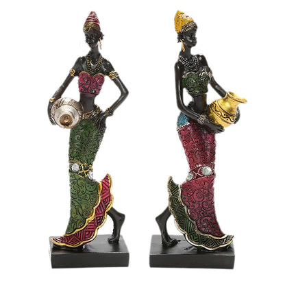 African Dancing Women Miniatures Figure Tribal Lady Statue Scultura da collezione Arte DECORAZIONE PER OFFICIE TV Gabinetto