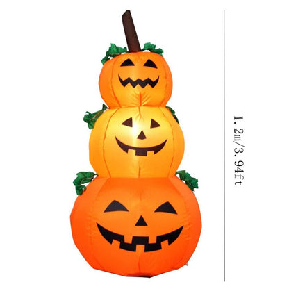 120 cm kæmpe halloween græskar spøgelse oppustelig LED-oplyst legetøj 3 jack-o-lanterner gårds grade boligindretning fest rekvisitter airbow